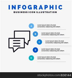 Bubbles, Chat, Customer, Discuss, Group Line icon with 5 steps presentation infographics Background