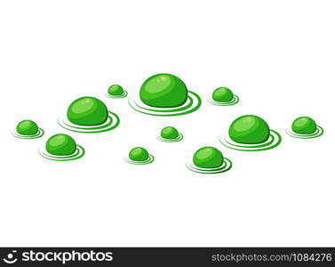 Bubbles green poison, toxic in witches brew isolated on white background