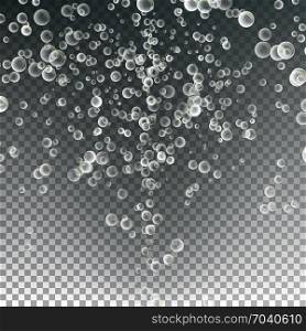 Bubbles In Water On Transparent Background. Glossy Realistic Bubble And Translucent Aqua Bubble Illustration. Bubbles In Water. 3d Realistic Deep Water Bubbles.