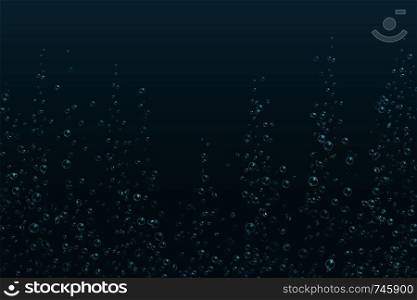 Bubbles underwater texture. Fizzy sparkles in water, sea, aquarium, ocean. Vector illustration soda air bubbles into drinks on blue background. Bubbles underwater texture. Fizzy sparkles in water, sea, aquarium, ocean. Vector illustration bubbles into drinks on blue background