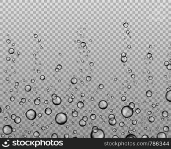 Bubbles underwater texture. Soda bubble flow. Effervescent oxygen in aquarium. Fizzing freshness champagne air sparkles isolated vector set. Bubbles underwater texture. Soda bubble flow. Effervescent oxygen in aquarium. Fizzing champagne air sparkles isolated vector set