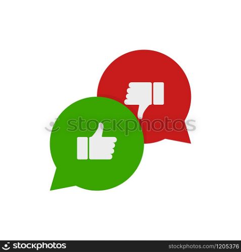 bubbles with like and dislike in flat style, vector illustration. bubbles with like and dislike in flat style, vector