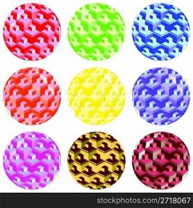 bubbles with squares against white background, abstract vector art illustration