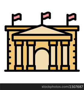 Bucharest parliament icon. Outline bucharest parliament vector icon color flat isolated. Bucharest parliament icon color outline vector