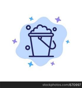 Bucket, Cleaning, Floor, Home Blue Icon on Abstract Cloud Background