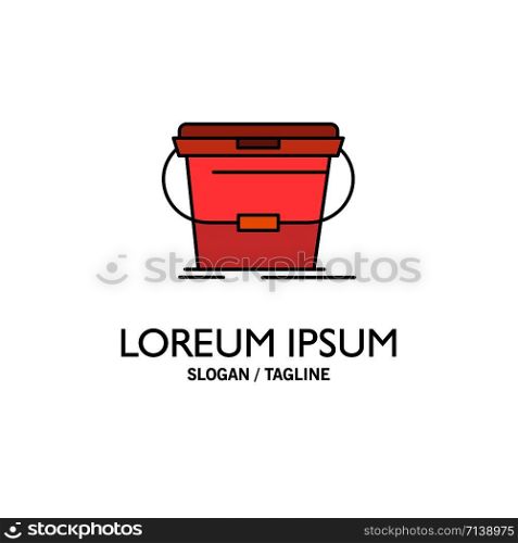Bucket, Cleaning, Wash, Water Business Logo Template. Flat Color
