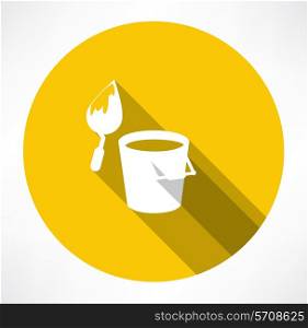 bucket construction trowel icon. Flat modern style vector illustration