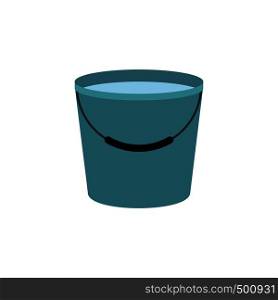 Bucket full of water icon in flat style isolated on white background. Bucket full of water icon
