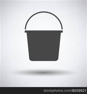 Bucket icon on gray background with round shadow. Vector illustration.