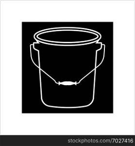 Bucket Icon, Water Bucket Icon Vector Art Illustration