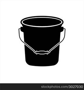 Bucket Icon, Water Bucket Icon Vector Art Illustration. Bucket Icon, Water Bucket Icon