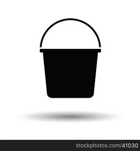 Bucket icon. White background with shadow design. Vector illustration.