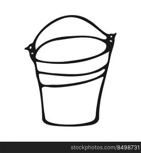 Bucket in doodle style. Bucket for home and garden work. Vector illustration.. Bucket in doodle style. Bucket for home and garden