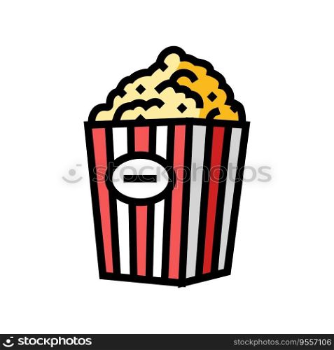 bucket popcorn box delicious color icon vector. bucket popcorn box delicious sign. isolated symbol illustration. bucket popcorn box delicious color icon vector illustration