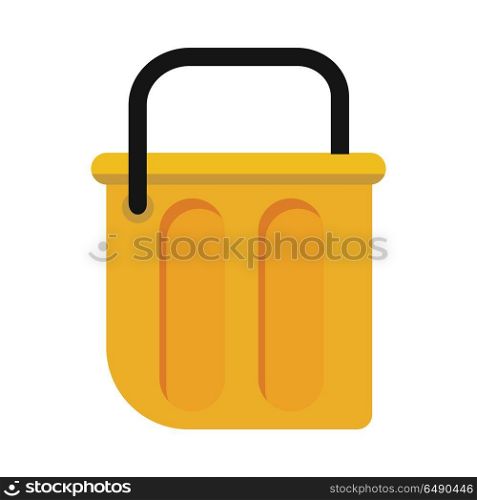 Bucket vector in flat style. Equipment and tools for maintenance of cleanliness in the house. Illustration for housekeeping, cleaning concepts, applications icons, web design. Isolated on white. Bucket Vector Illustration in Flat Style Design . Bucket Vector Illustration in Flat Style Design