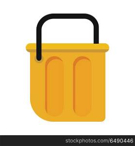 Bucket vector in flat style. Equipment and tools for maintenance of cleanliness in the house. Illustration for housekeeping, cleaning concepts, applications icons, web design. Isolated on white. Bucket Vector Illustration in Flat Style Design . Bucket Vector Illustration in Flat Style Design
