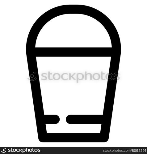 Bucket with an open top and a flat bottom.