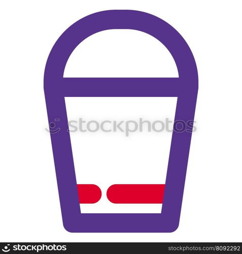 Bucket with an open top and a flat bottom.