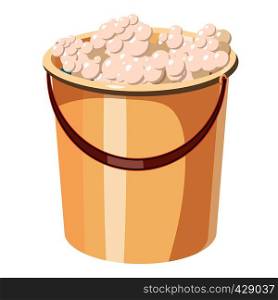 Bucket with foamy water icon. Cartoon illustration of bucket with foamy water vector icon for web. Bucket with foamy water icon, cartoon style