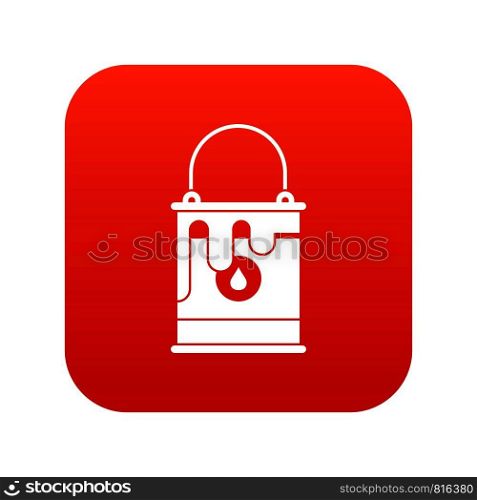 Bucket with paint icon digital red for any design isolated on white vector illustration. Bucket with paint icon digital red