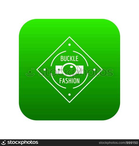 Buckle chrome icon green vector isolated on white background. Buckle chrome icon green vector