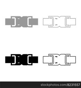 Buckle fastener clasp furniture for clothes system of fast snap join for backpack bag closed set icon grey black color vector illustration image simple solid fill outline contour line thin flat style. Buckle fastener clasp furniture for clothes system of fast snap join for backpack bag closed set icon grey black color vector illustration image solid fill outline contour line thin flat style