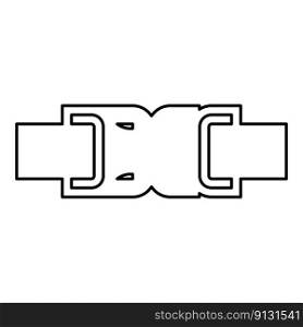 Buckle fastener clasp furniture for clothes system of fast snap join for backpack bag closed contour outline line icon black color vector illustration image thin flat style simple. Buckle fastener clasp furniture for clothes system of fast snap join for backpack bag closed contour outline line icon black color vector illustration image thin flat style