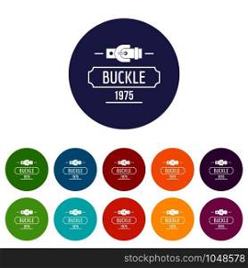 Buckle metal icons color set vector for any web design on white background. Buckle metal icons set vector color