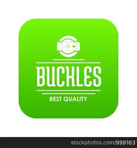 Buckle quality icon green vector isolated on white background. Buckle quality icon green vector