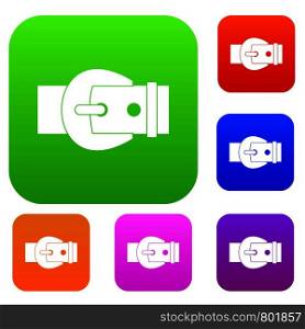 Buckle set icon color in flat style isolated on white. Collection sings vector illustration. Buckle set color collection