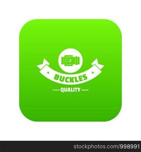Buckle strap icon green vector isolated on white background. Buckle strap icon green vector