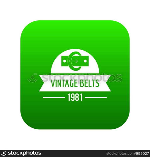 Buckle vintage icon green vector isolated on white background. Buckle vintage icon green vector