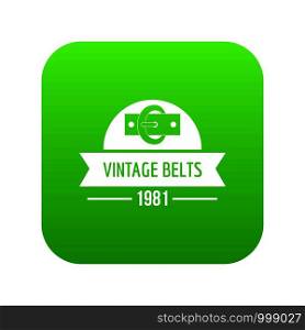 Buckle vintage icon green vector isolated on white background. Buckle vintage icon green vector