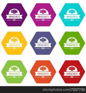 Buckle vintage icons 9 set coloful isolated on white for web. Buckle vintage icons set 9 vector