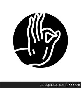 buddha hand gesture mudra glyph icon vector. buddha hand gesture mudra sign. isolated symbol illustration. buddha hand gesture mudra glyph icon vector illustration
