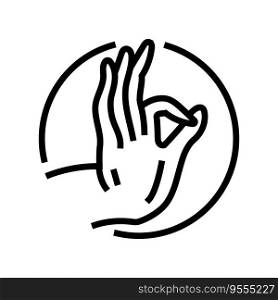buddha hand gesture mudra line icon vector. buddha hand gesture mudra sign. isolated contour symbol black illustration. buddha hand gesture mudra line icon vector illustration