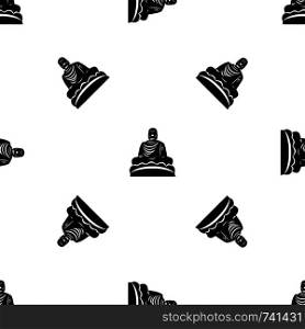 Buddha statue pattern repeat seamless in black color for any design. Vector geometric illustration. Buddha statue pattern seamless black