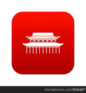 Buddha Toothe Relic Temple in Singapore icon digital red for any design isolated on white vector illustration. Buddha Toothe Relic Temple in Singapore icon digital red