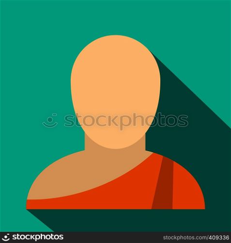 Buddhist monk flat icon. Single character in national dress. Buddhist monk flat icon