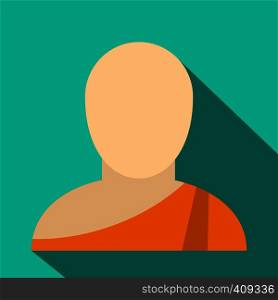 Buddhist monk flat icon. Single character in national dress. Buddhist monk flat icon