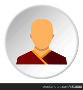 Buddhist monk icon in flat circle isolated vector illustration for web. Buddhist monk icon circle