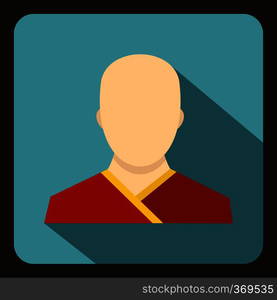 Buddhist monk icon in flat style on a white background vector illustration. Buddhist monk icon, flat style