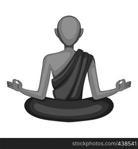 Buddhist monk icon in monochrome style isolated on white background vector illustration. Buddhist monk icon monochrome
