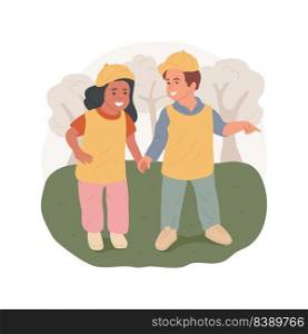 Buddy system isolated cartoon vector illustration. Pair students, two kids take care of each other, buddy system for field trip security, childrens safety, walk holding hands vector cartoon.. Buddy system isolated cartoon vector illustration.