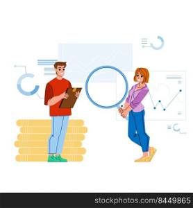 budget analyse vector. business financial data, document office, economy cost, tax audit budget analyse character. people flat cartoon illustration. budget analyse vector