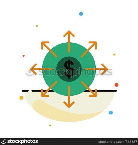 Budget, Banking, List, Cash Abstract Flat Color Icon Template