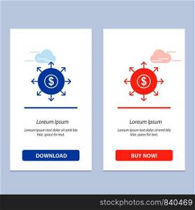 Budget, Banking, List, Cash Blue and Red Download and Buy Now web Widget Card Template