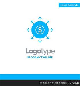 Budget, Banking, List, Cash Blue Solid Logo Template. Place for Tagline