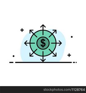Budget, Banking, List, Cash Business Flat Line Filled Icon Vector Banner Template