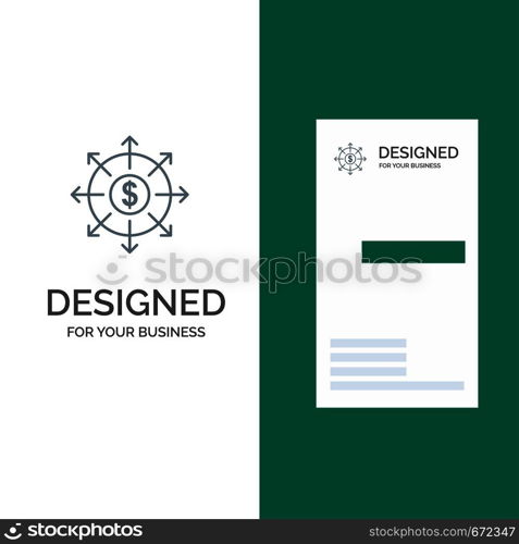 Budget, Banking, List, Cash Grey Logo Design and Business Card Template